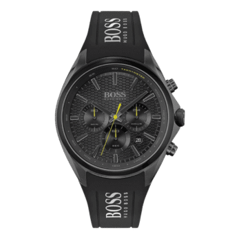 Original BOSS Chronograph Quartz Watch for Men with Black Silicone Bracelet – 1513859 – 46mm