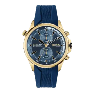 Original BOSS Globetrotter Chronograph Gents Rubber Watch 1513822 – 46mm