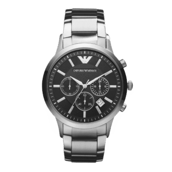 Original Emporio Armani Watch for Men, Chronograph Movement, 43 mm Silver AR2434