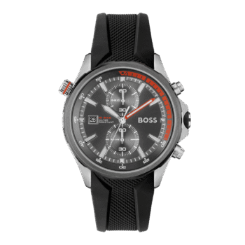 Original Hugo Boss Black Silicone Grey Dial Chronograph Men’s Watch – 1513931 – 46mm