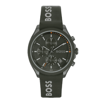 Original Hugo Boss Silicone Green Dial Chronograph Men’s Watch – 1514060 – 45mm