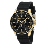 Original Maserati Men’s Sfida R8871640001 Black Silicone Quartz Fashion Watch-44mm