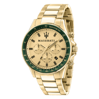 Original Maserati Men’s Stainless steel, Yellow gold PVD Watch, Sfida Collection, with Stainless steel strap – R8873640005 – 44mm