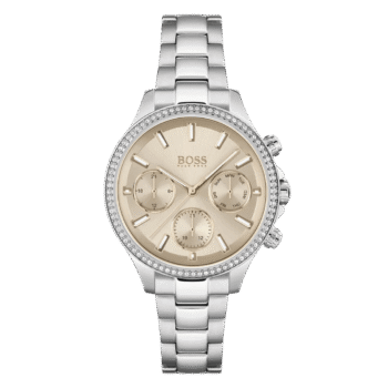 Original BOSS Multifunction Quartz Watch for Women with Silver Stainless Steel Bracelet 1502565 38mm