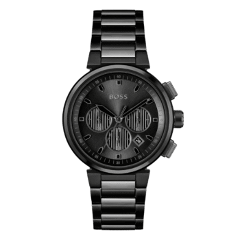 Original BOSS Chronograph Quartz Watch for Men with Black Stainless Steel Bracelet – 1514001