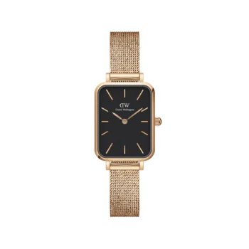 Original DANIEL WELLINGTON QUADRO PRESSED Melrose Black Watch DW00100432 20x26mm