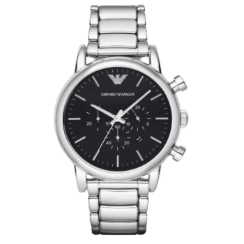 Original Emporio Armani Luigi Men’s Stainless Steel Band Watch – Black Dial – 46mm – AR1894