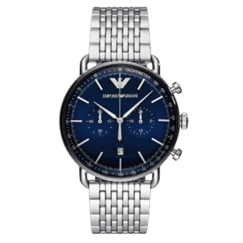 Original Emporio Armani Mens Quartz Watch, Chronograph Display And Stainless Steel Strap Ar11238, Bracelet – Blue Dial – 43mm