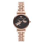 Original Emporio Armani Quartz Watch with Stainless Steel Strap AR11206, Black dial