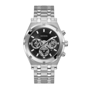Original GUESS Mens Silver Tone Multi-function Watch GW0260G1 Silver Strap – Black Dial – 44mm
