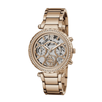 Original GUESS Watch for Women, Quartz Movement, Analog Display, Rose Gold Stainless Steel Strap-GW0403L3 – 37mm
