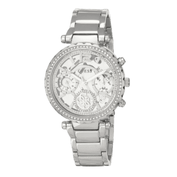 Original GUESS Watch for Women, Quartz Movement, Analog Display, Silver Stainless Steel Strap – GW0403L1 – 37mm