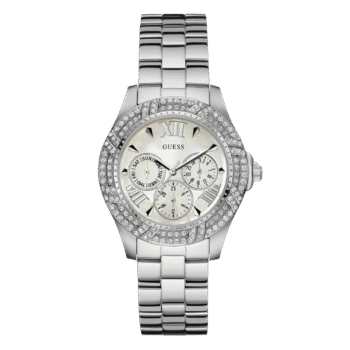 Original GUESS Watch for Women, Quartz Movement, Analog Display, Silver Stainless Steel Strap-W0632L1 – 37mm