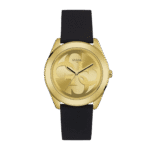 Original Guess Casual Watch For Women Analog Rubber – W0911L3 – Black Rubber Strap, Gold Dial – 39mm