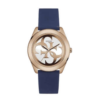 Original Guess G Twist Silver Dial , Blue Silicone Strap Ladies Watch W0911L6 – 39mm