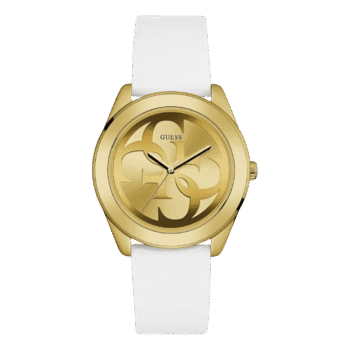Original Guess Gold Dial Analog Women’s Watch-W0911L7 – White Strap – 40mm