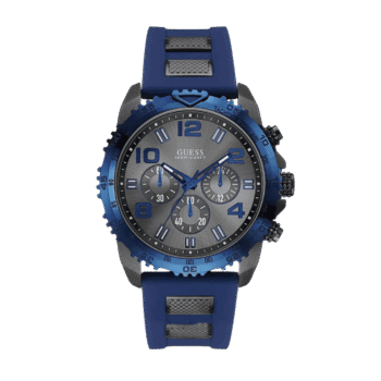 Original Guess Men’s Grey Dial – Blue Silicone Band Watch – W0599G2 – Chronographs – 46mm