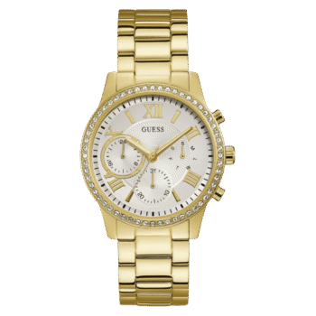 Original Guess Solar Crystal Gold Dial Ladies Watch W1069L2 – 40mm