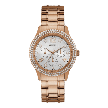 Original Guess women sport watch-W1097L3 , with Rose Gold Strap and SIlver Dial – 40mm