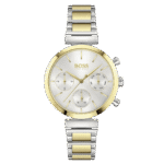 Original Hugo Boss Flawless Silver Dial Two Tone Steel Strap Watch for Women – 1502550 – 36mm