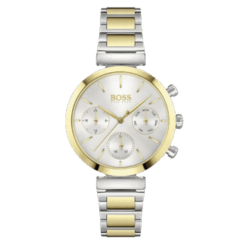 Original Hugo Boss Flawless Silver Dial Two Tone Steel Strap Watch for Women – 1502550 – 36mm
