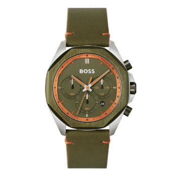 Original Hugo Boss Men Watch Cloud 1514018, Green Strap