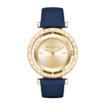 Original Michael Kors Dress Watch For Women – MK2526 with Blue leather Strap, Gold Dial – 33mm