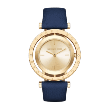 Original Michael Kors Dress Watch For Women – MK2526 with Blue leather Strap, Gold Dial – 33mm