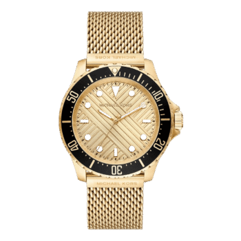 Original Michael Kors Oversized Slim Everest Gold & Black Mens Mesh Watch MK9083 – 43mm