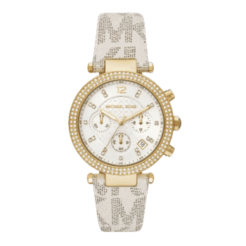Original Michael Kors Parker Chronograph Vanilla PVC Watch – MK6916 – 39mm