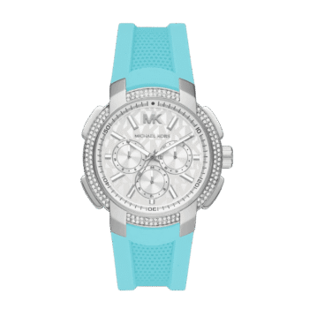 Original Michael Kors Women’s Sidney Stainless Steel Case Quartz Watch with Silicone Strap MK7246 – 42mm
