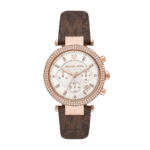 Original Michael Kors Women’s Watch PARKER, MK6917 – 39 mm case size, Chronograph movement – Brown Strap and White Dial