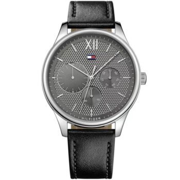 Men's Watch - Tommy Hilfiger Damon 1791417, Gray Dial with Genuine Black Leather Strap