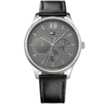 Men's Watch - Tommy Hilfiger Damon 1791417, Gray Dial with Genuine Black Leather Strap