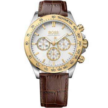 Hugo Boss Ikon 1513174 Men's Watch - Silver Dial, Brown Leather Strap, Quartz Chronograph, 44mm, 100M Water Resistant
