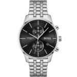 Hugo Boss Men's Associate 1513869 Black Dial Chronograph Watch - Silver Stainless Steel Strap, 42mm