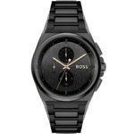 Hugo Boss Steer 1514068 Men's Quartz Watch - Black Dial Black Stainless Steel Bracelet