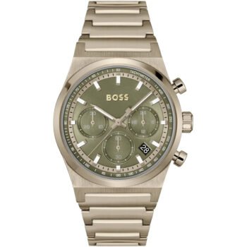 Hugo Boss Candor 1514222 Men's Quartz Watch - Green Dial Brown Stainless Steel Bracelet