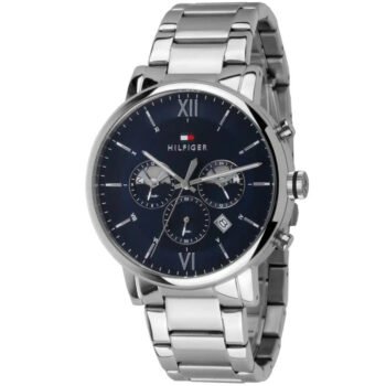 Tommy Hilfiger Evan Men’s Watch 1710409 – Blue Dial, Silver Stainless Steel Strap, Quartz Movement, 44mm