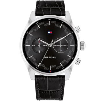 Tommy Hilfiger Sawyer 1710424 Men’s Quartz Watch – Black Dial Genuine Leather Strap