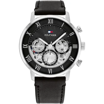 Men's Watch - Tommy Hilfiger Legend 1710565, Black Dial with Genuine Black Leather Strap
