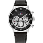 Men's Watch - Tommy Hilfiger Legend 1710565, Black Dial with Genuine Black Leather Strap