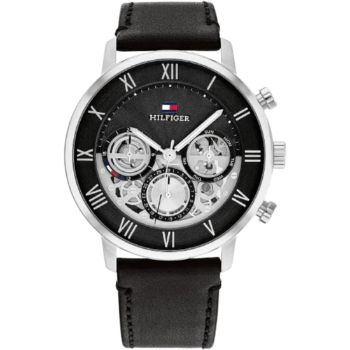 Men's Watch - Tommy Hilfiger Legend 1710565, Black Dial with Genuine Black Leather Strap
