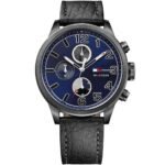 Tommy Hilfiger Men's Watch 1791241 - Blue Dial with Black Leather Strap (Jackson Series)