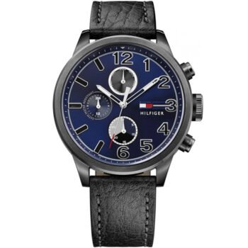 Tommy Hilfiger Men’s Watch 1791241 – Blue Dial with Black Leather Strap (Jackson Series)