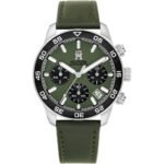 Tommy Hilfiger TH85 1792188 Men's Green Leather Watch - 41mm Quartz Analog Timepiece with Date Function