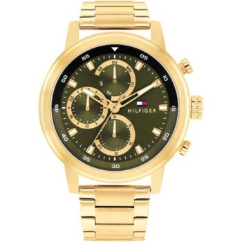 Tommy Hilfiger 1792216 Men's Watch - Rocky Gold Stainless Steel with Green Dial 46mm