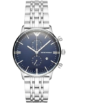 Emporio Armani Gianni AR80013 Men's Watch - Blue Dial Stainless Steel Elegant Fashion Chronograph-Style Watch