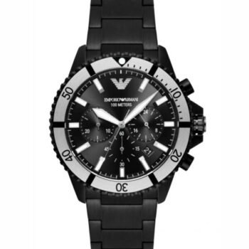 Emporio Armani AR80050 Men's Analog Watch - 43mm Black Dial with Black Stainless Steel Strap | Diver Series