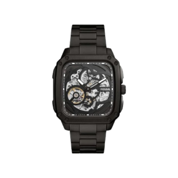 Fossil Inscription Automatic Skeleton Watch for Men - Black Dial & Black Stainless Steel Strap (BQ2574)